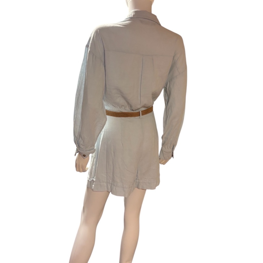 Zara Light Blue Linen Blend Belted romper - size small - Picture 9 of 10